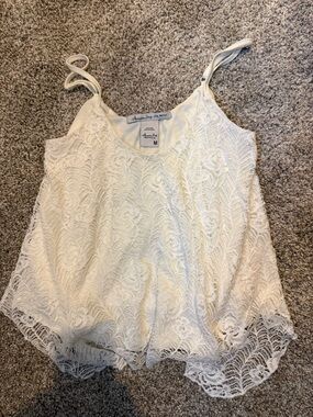 American Rag Cream Lace Camisole with Floral Overlay